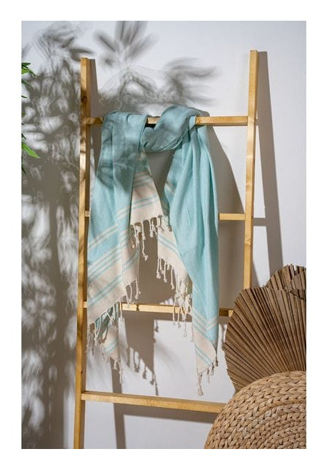 Foutastic Badetuch New Diamond – 90×170 cm, 60% Baumwolle/40% Polyester, Beige, Türkis