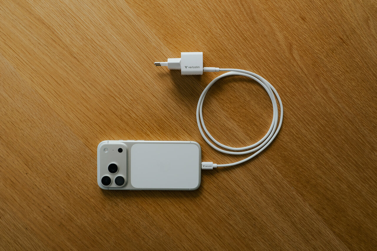Verbatim 32396 USB-Ladegerät 20 W – USB-C×1 – PD 3.0, GaN – EU-Stecker (Typ C), Weiss
