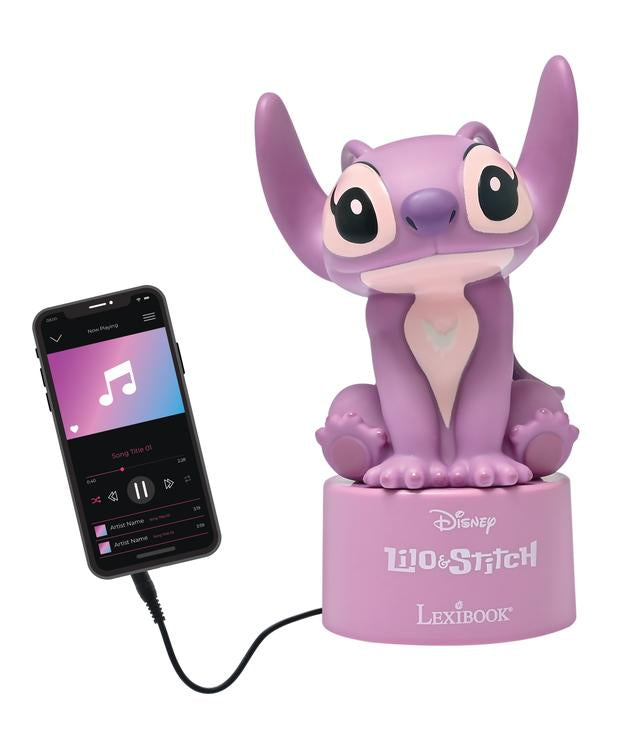 Lexibook Nachtlicht Angel – Akku 3× AAA, Bluetooth & Lautsprecher, Abschaltautomatik 15 min – Rosa