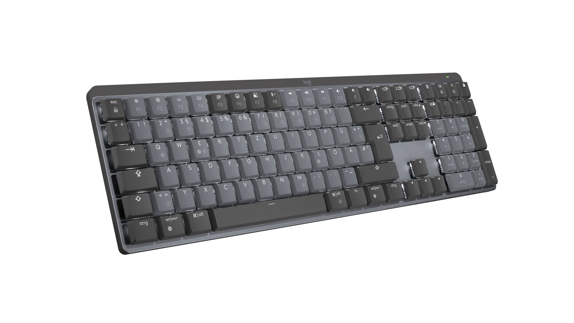 Logitech MX Mechanical – Tastatur, kabellos (Bluetooth), DE-Layout (DE), mechanisch, beleuchtet, Grau