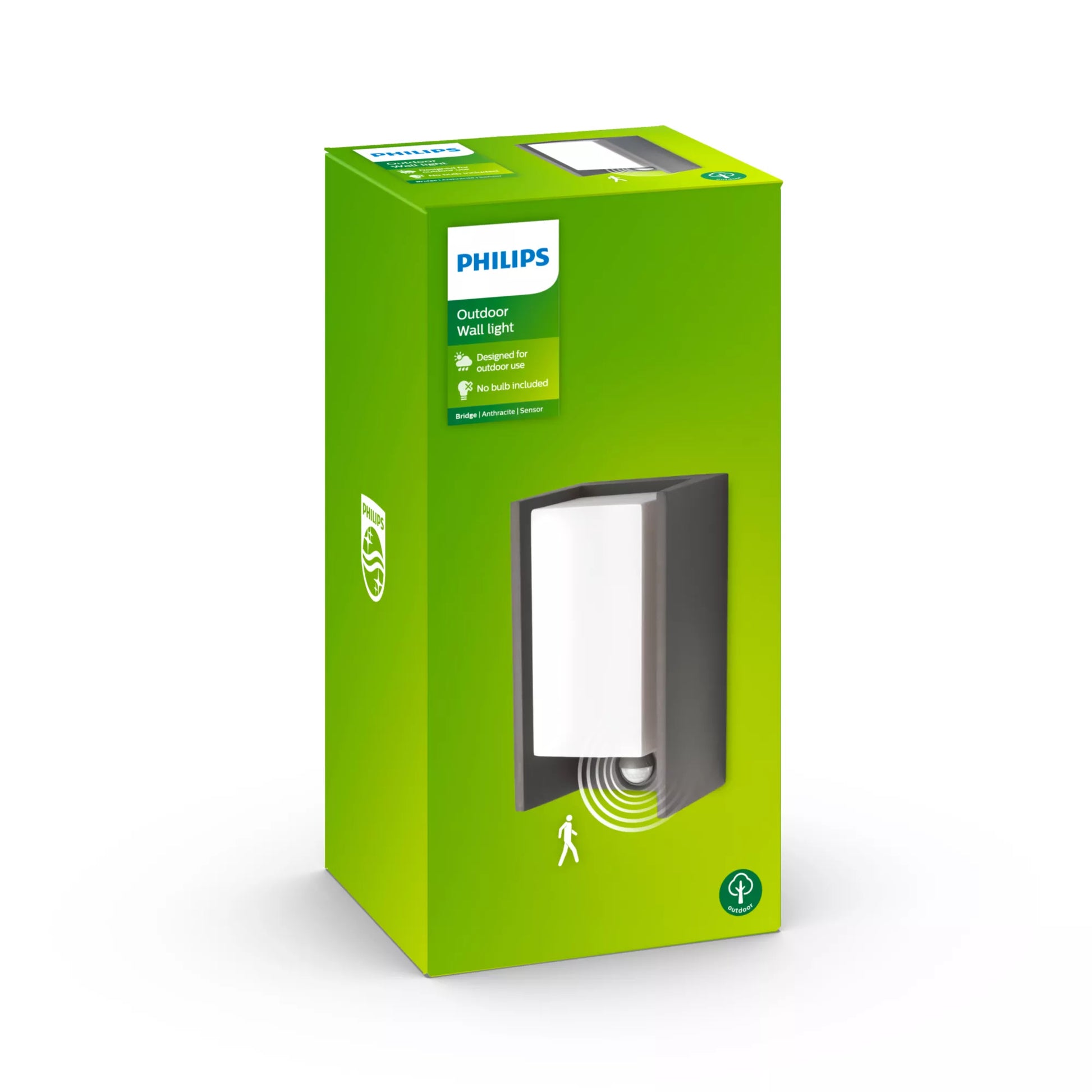 Philips by Signify Philips Aussenwandleuchte – 600 lm, 42 W, IP44, Netzbetrieb, mit Bewegungsmelder, Anthrazit, Aluminium