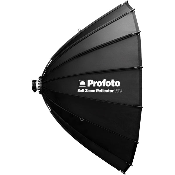 Profoto Soft Zoom Reflektor 180 Kit Reflektor – Ø 180 cm, Höhe 139 cm – mit Stativ – Schwarz/Silber