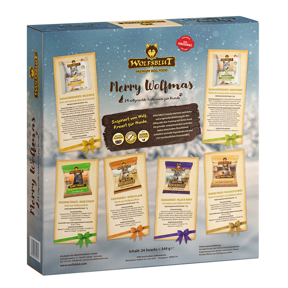 Wolfsblut Adventskalender Snacks – Gemischt – 24 Stück, 344 g