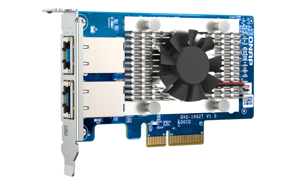 QNAP QXG-10G2T PCIe 10-GbE Karte – 2× RJ-45, 10 Gbit/s, PCIe 3.0 – für PC – Grün