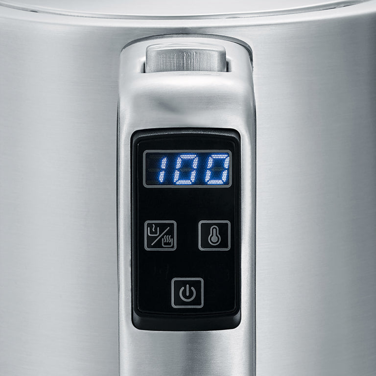 Severin Wasserkocher WK 3418 – 1,7 l, Edelstahl, Temperaturwahl, Warmhaltefunktion, 3000 W, Schwarz, 360°-Sockel