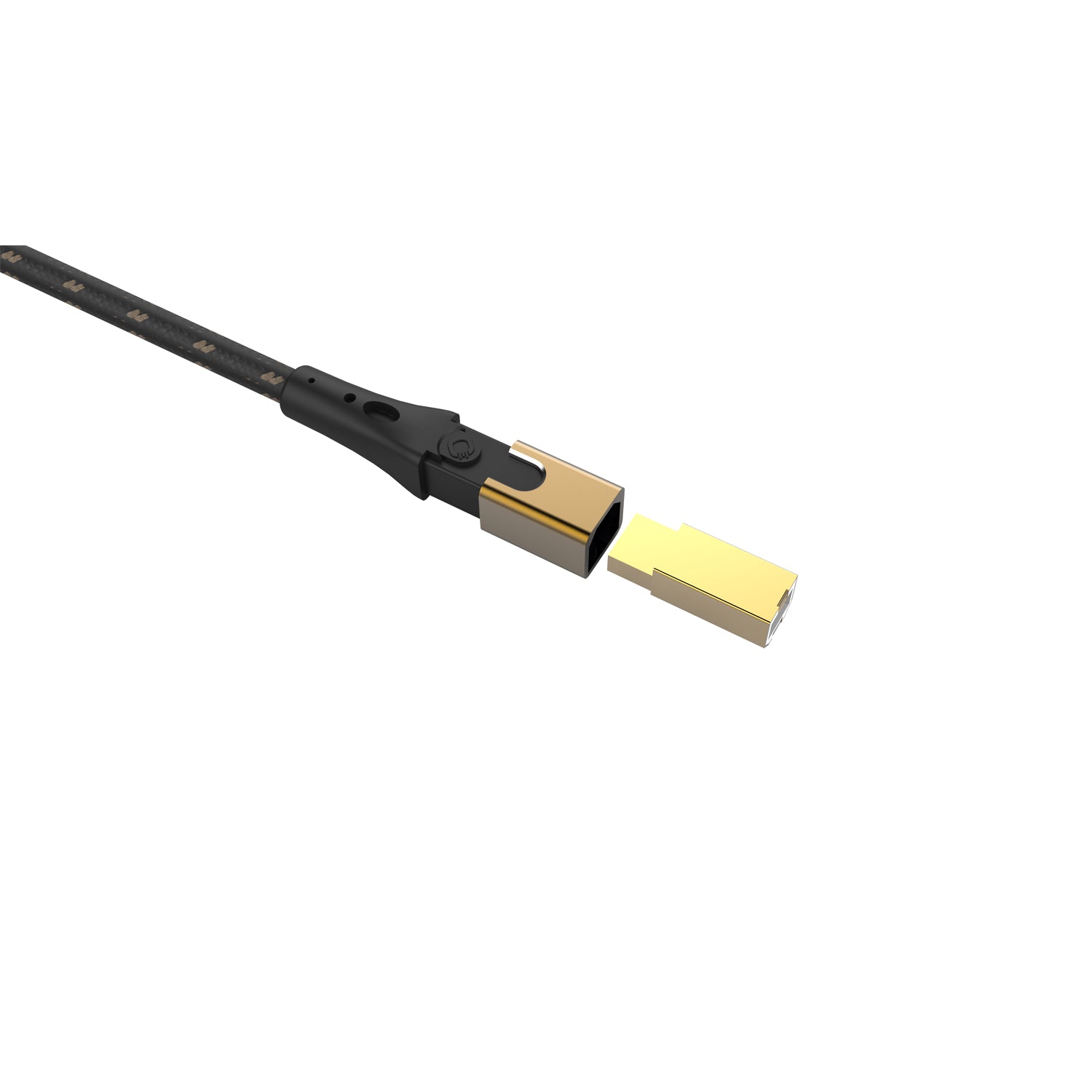 OEHLBACH USB-A auf USB-B Kabel – USB 2.0 (480 Mbit/s) – 2 m – Vergoldet, Metallverstärkt – Schwarz/Gold