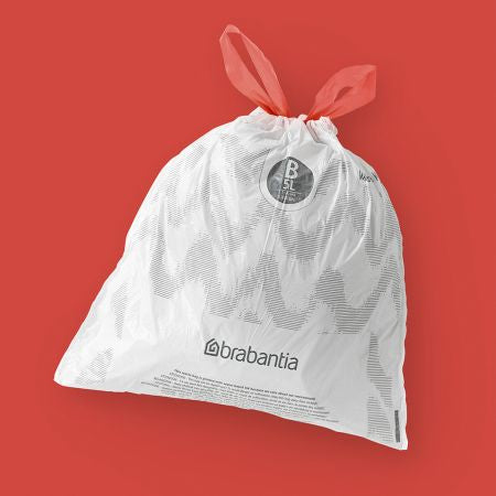 Brabantia Kehrichtsack PerfectFit B – 5 l, mit Zugband, PE, weiss, 330 × 340 mm, 20 Stk