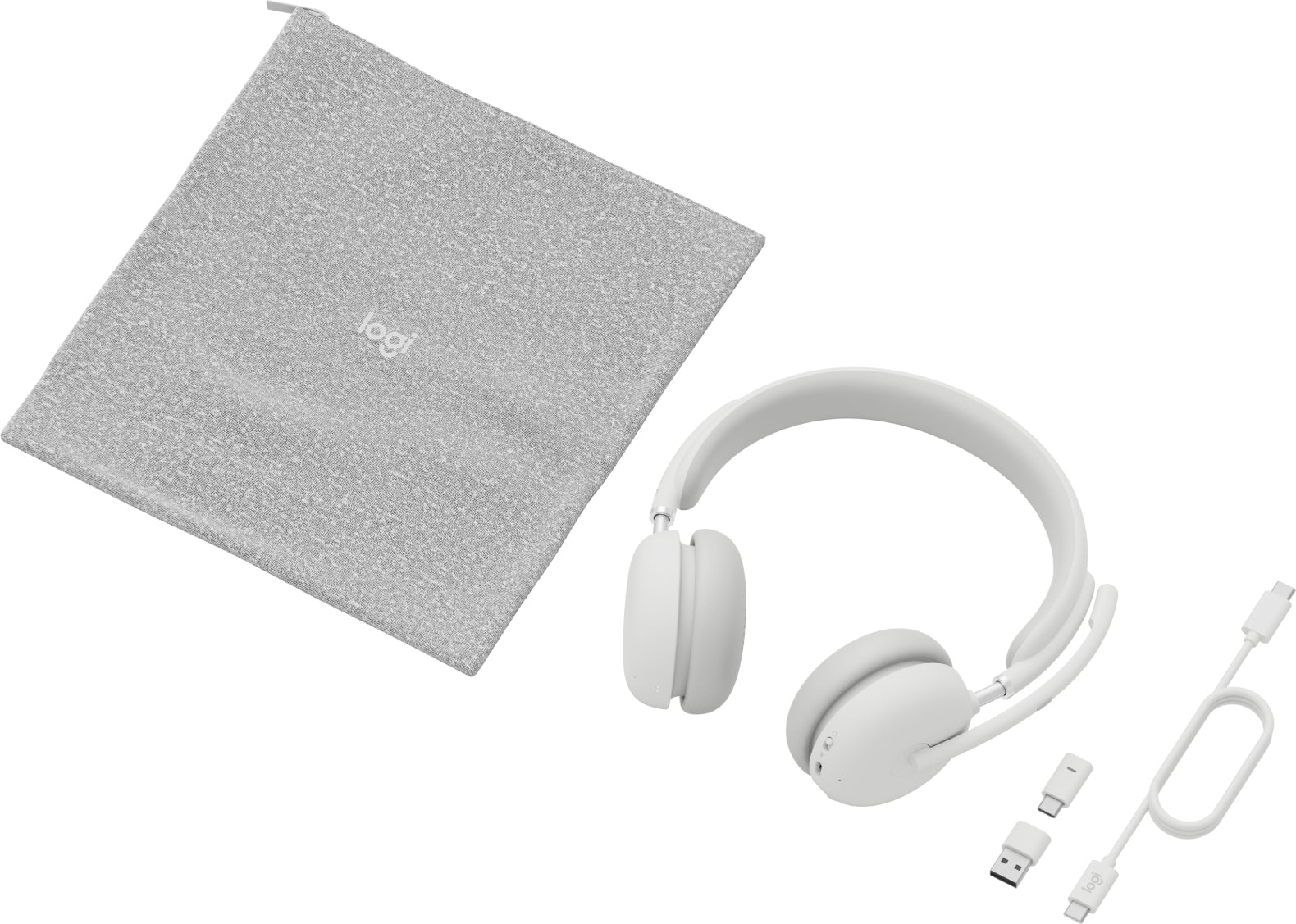 Logitech Zone Wireless 2 UC – Duo Headset – Bluetooth, 2,4 GHz – für Microsoft Teams – off-white