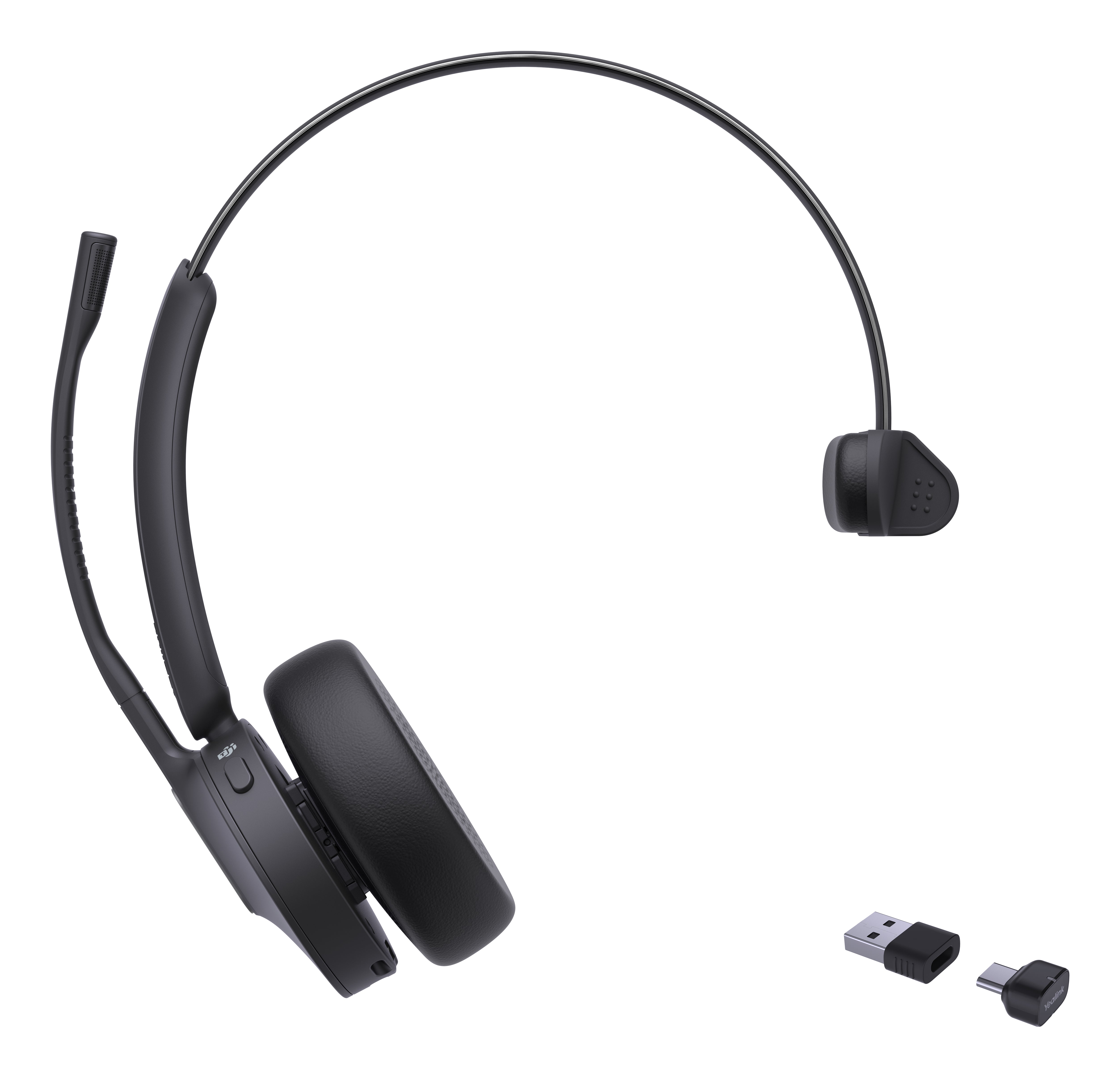 Yealink BH70 Office-Headset – On-Ear, Mono, BT, MS Teams zertifiziert, mit USB-A/USB-C-Dongle, Schwarz