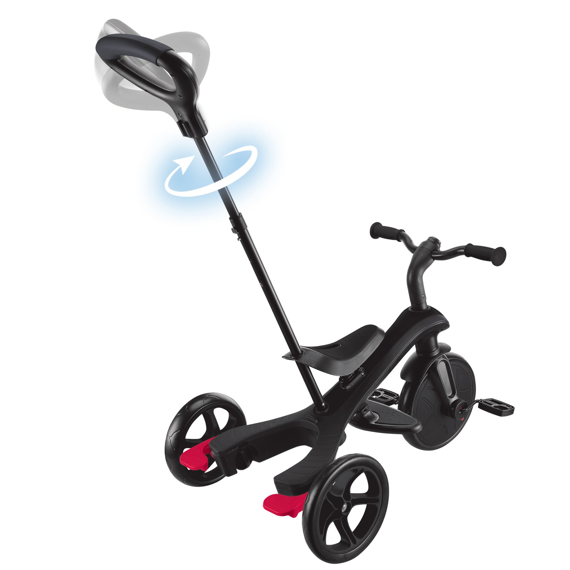 Globber Explorer 4-in-1 Dreirad – verstellbarer Sitz, Schiebestange, bis 20 kg – ab 10 Monaten – schwarz