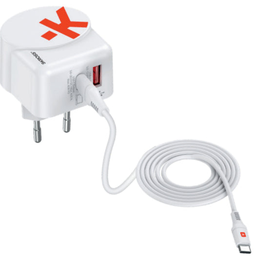 Skross AC65PD Ladegerät (EU) – 1× USB-C + 1× USB-A, PD, GaN – für Digitalkamera, E-Book-Reader, Laptop und mehr