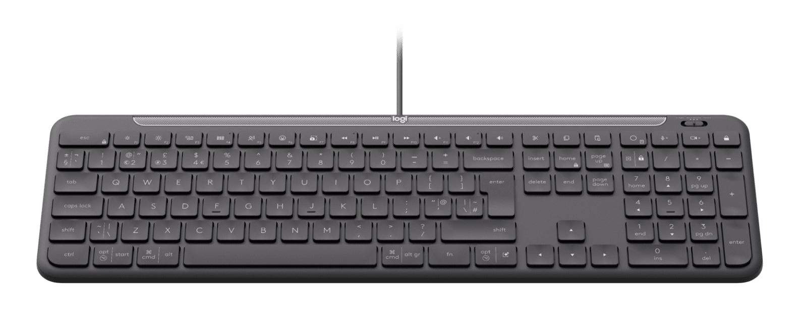 Logitech Signature Slim K620 – Tastatur – Scherenmechanik – Kabelgebunden – USB-C – QWERTY (UK-INT) – Graphit