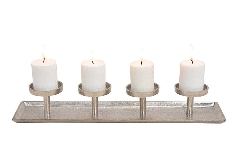 G. Wurm Kerzenständer – Metall, Silber – 57 × 13 × 8 cm – für 4 Kerzen