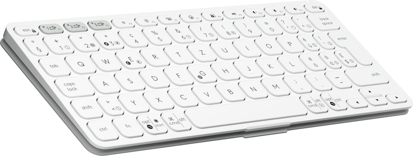 Logitech Keys-To-Go 2 – Mini Tastatur – Schere – Bluetooth 5.0 – QWERTZ (CH) – Ohne Ziffernblock – Weiss