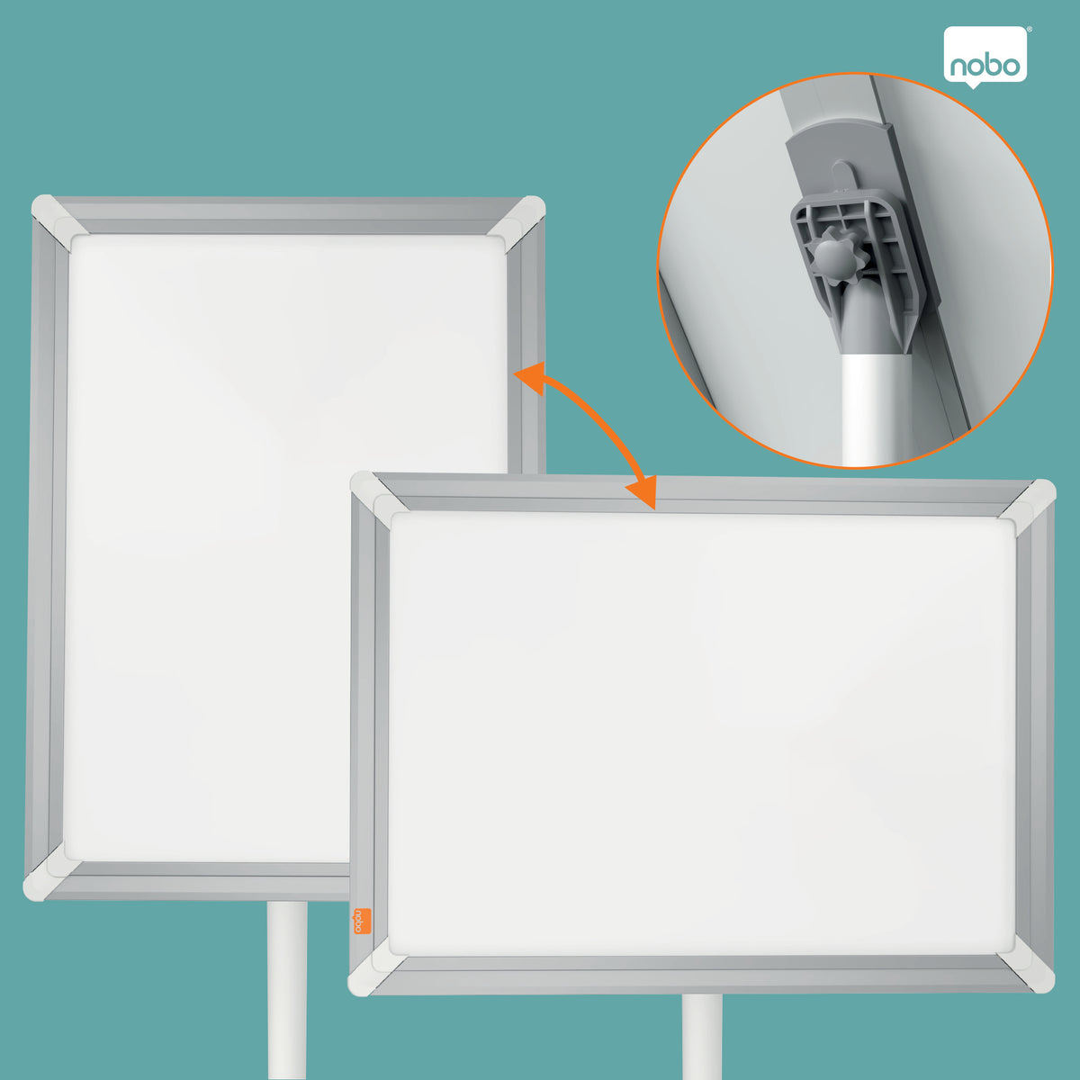Nobo Infoständer A3 – Hoch-/Querformat – Aluminium, Silber – 420×1310×300 mm