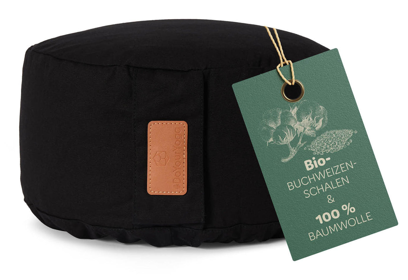 DoYourYoga Yogabolster Vishnu Zylinder – 30 × 30 × 15 cm, Baumwolle, Buchweizenfüllung, Schwarz, 1 Stk.
