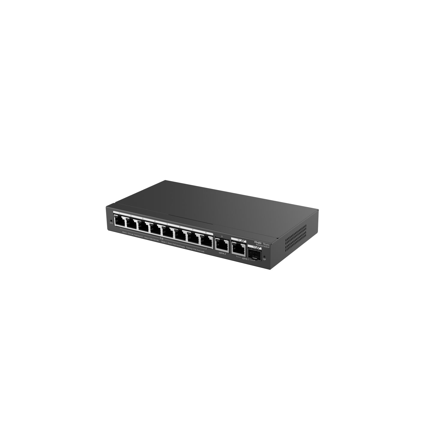 Ruijie Networks RG-ES210GS-P – Managed Switch – 10×GbE, 2×SFP, L2, PoE+ 120 W, 19" Rack