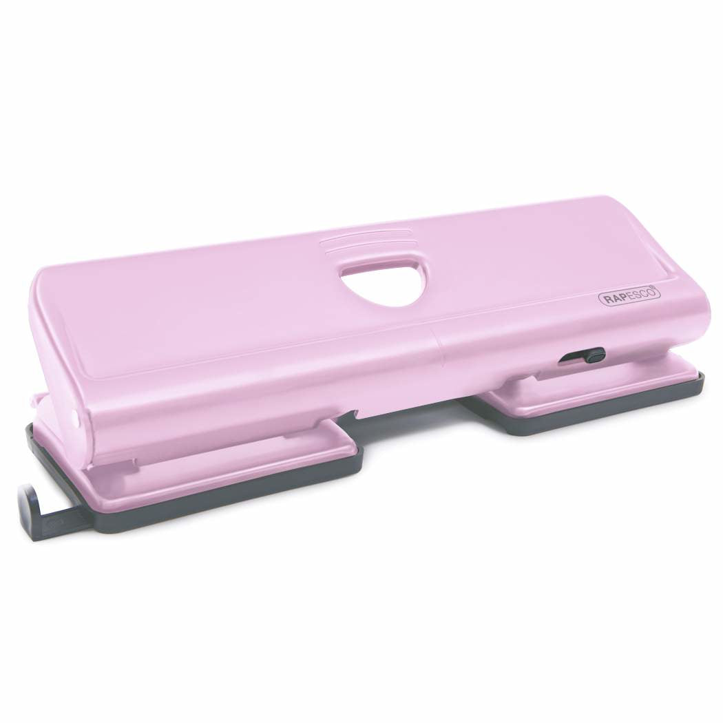 Rapesco Doppellocher – 4-Loch, Lochabstand 80×80 mm, 20 Blatt – rosa