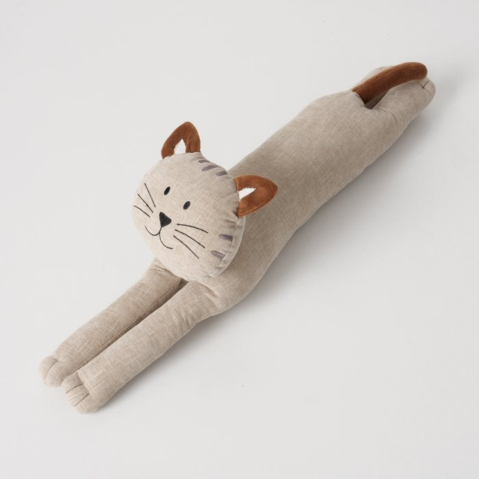 Boltze Türstopper Katze 75,8 × 11,8 × 21,9 cm, Polyester/Sand/Baumwolle, Grau/Beige, für Türen