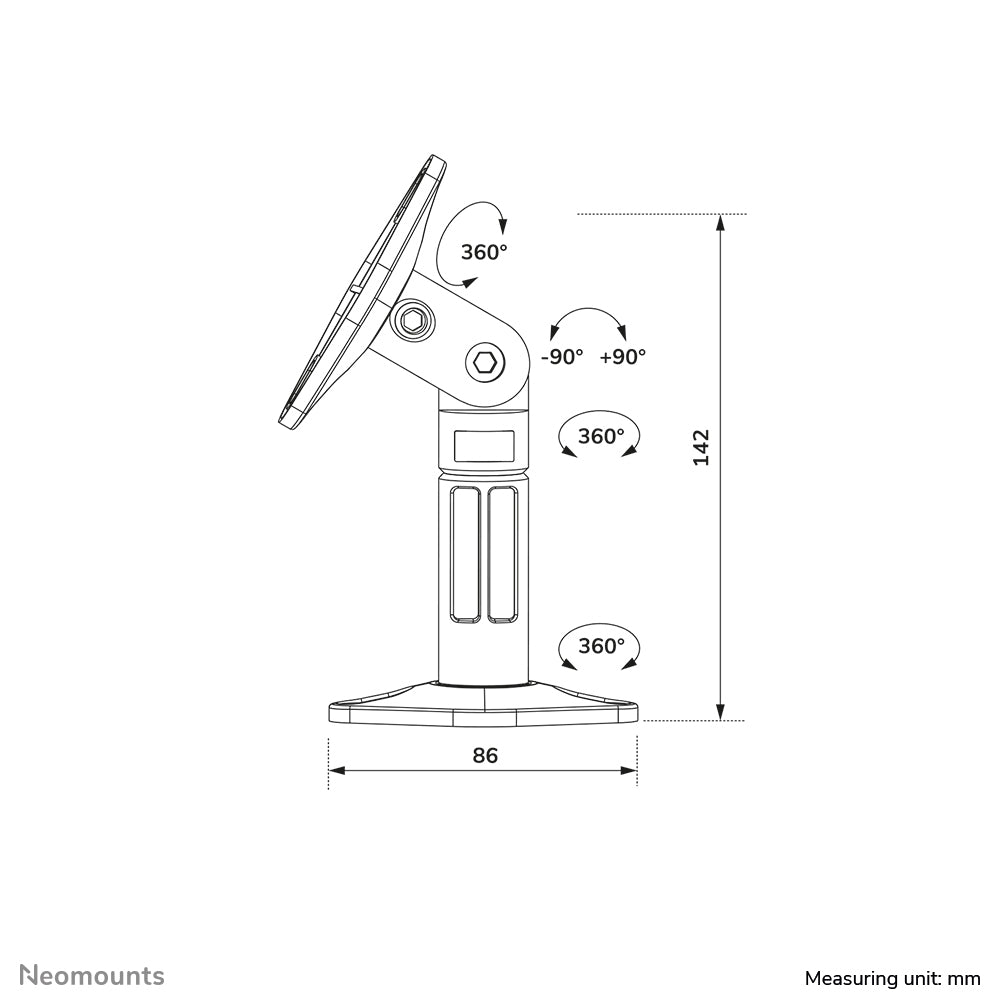Neomounts SPEAKER-W100BLACK – Lautsprecherhalterung, Wand/Decke, 3,5 kg Tragkraft, neigbar 180°, drehbar 360°