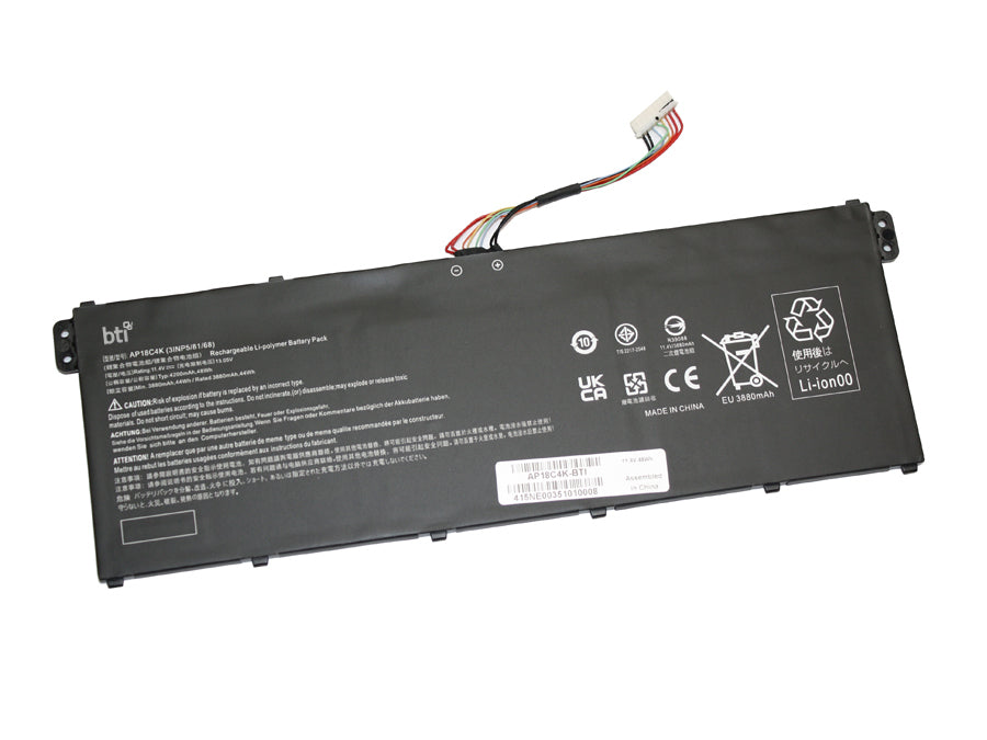 BTI Notebook-Akku – für Acer – 44 Wh, 11,4 V (3 Zellen) – Schwarz