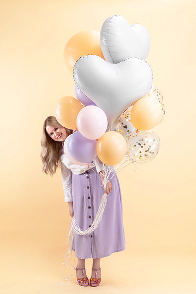PartyDeco Folienballon Herz – Weiss – 61 × 53 cm – Folie – 1 Stk