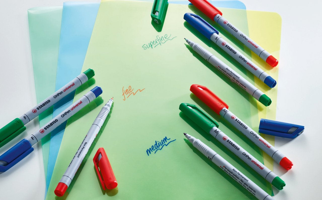 STABILO OHPen OHP-Marker – schwarz, 10 Stk., feucht abwischbar – für Folien & glatte Oberflächen