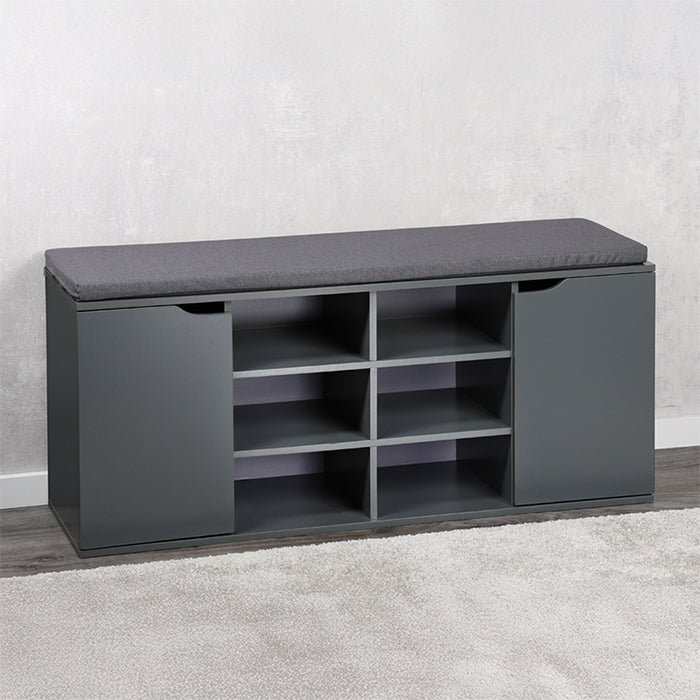 Kesper Schuhschrank – mit Sitzkissen, MDF/Holz, Anthrazit, 103,5 × 30,5 × 48 cm