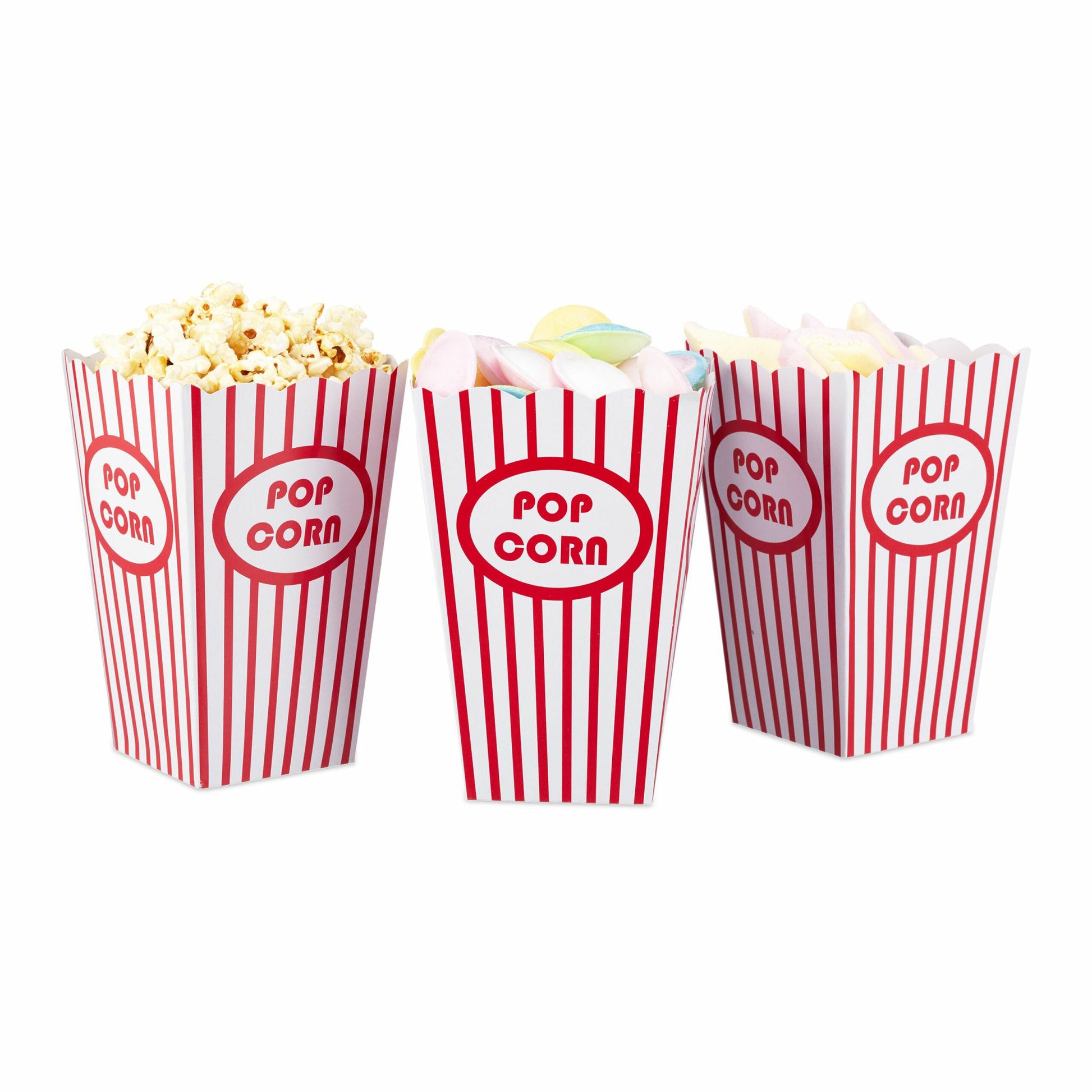 Relaxdays Popcorntüten, Papier/Karton – 16 × 10,5 × 10,5 cm, Rot/Weiss – 60 Stk.