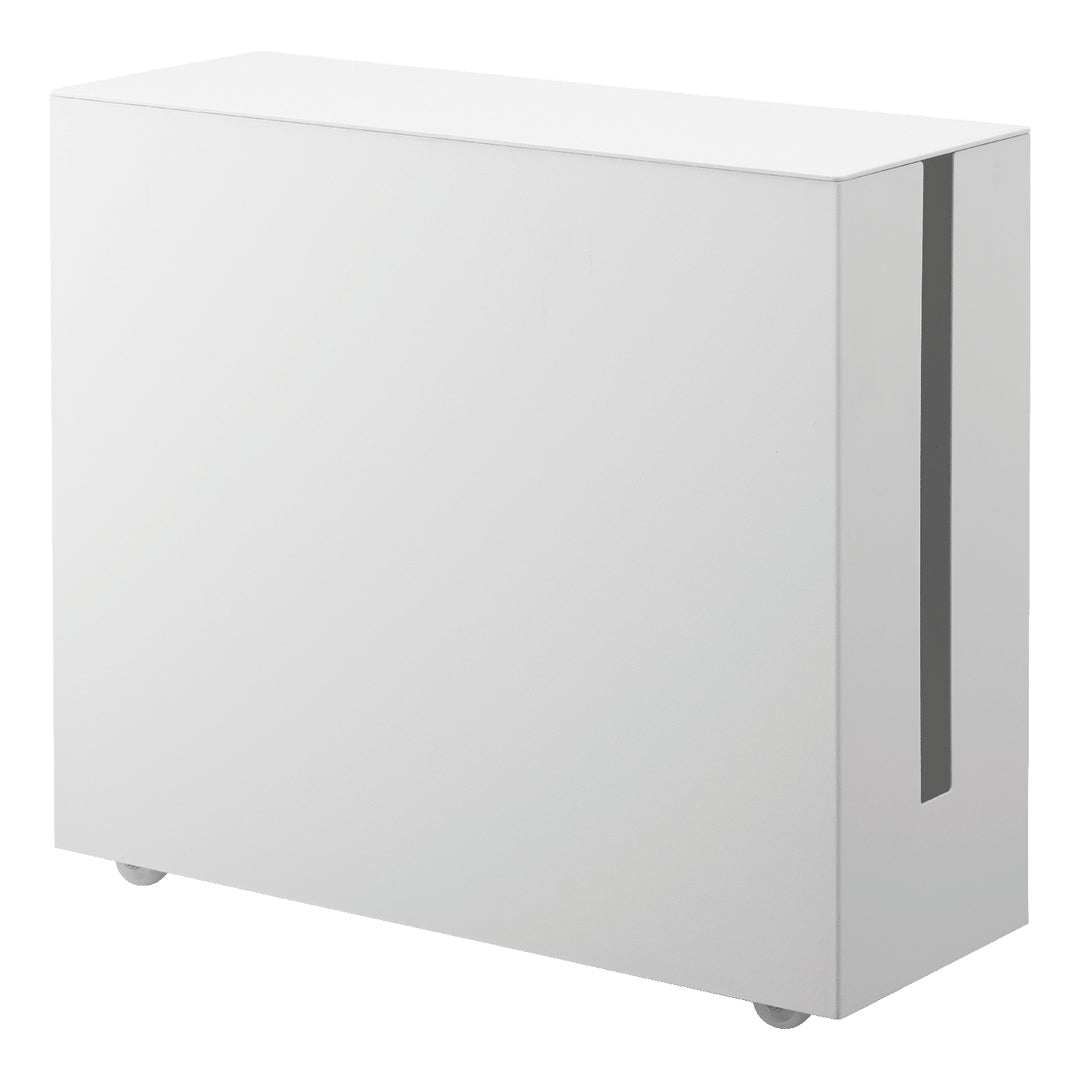 Yamazaki TOWER Kabelbox – Metall – Weiss – mit Rollen – 400 × 345 × 150 mm