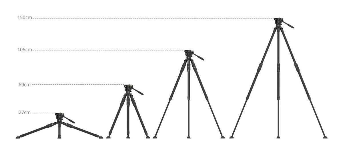 SmallRig FT-S303 Carbon-Faser Dreibeinstativ – 150 cm, 6 kg Tragkraft, 74 cm eingeklappt – 2,9 kg – Schwarz