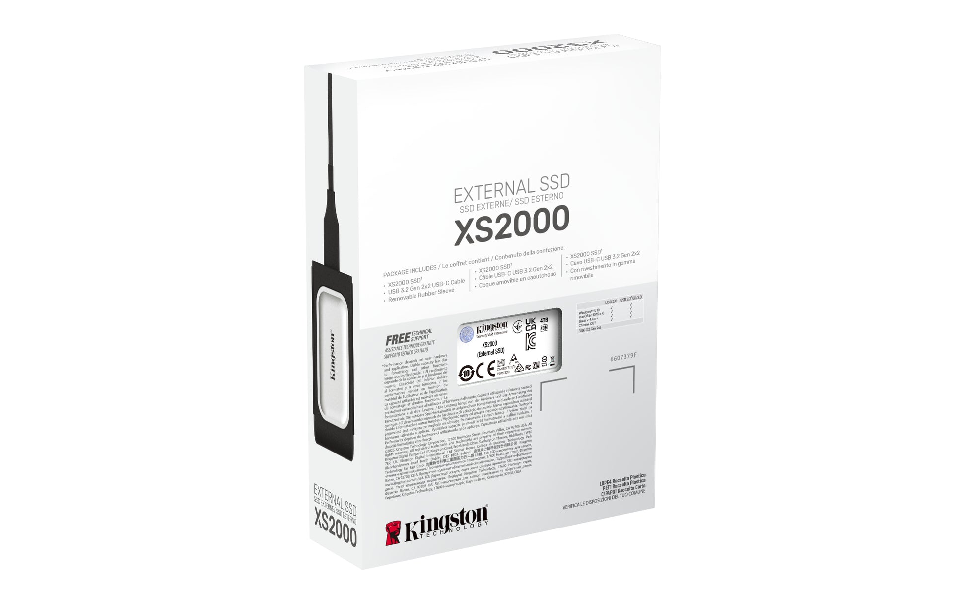 Kingston Technology Kingston XS2000 4000G – 4 TB Tragbare SSD, USB Typ-C 3.2 Gen 2, 2000 MB/s – für Windows, macOS, Linux