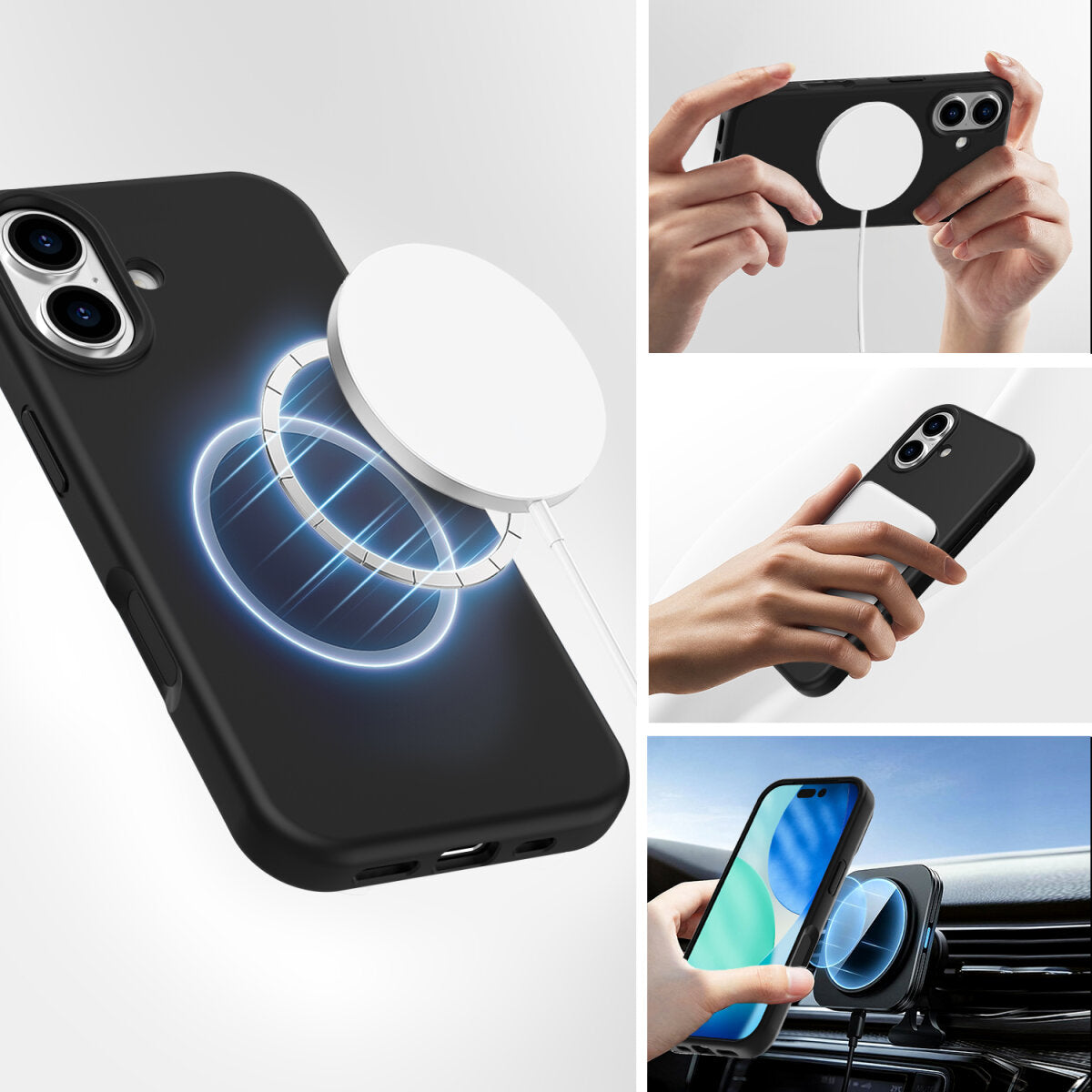 4smarts Cupertino Backcover – für Apple iPhone 17 – MagSafe, Silikon+Mikrofaser, Schwarz