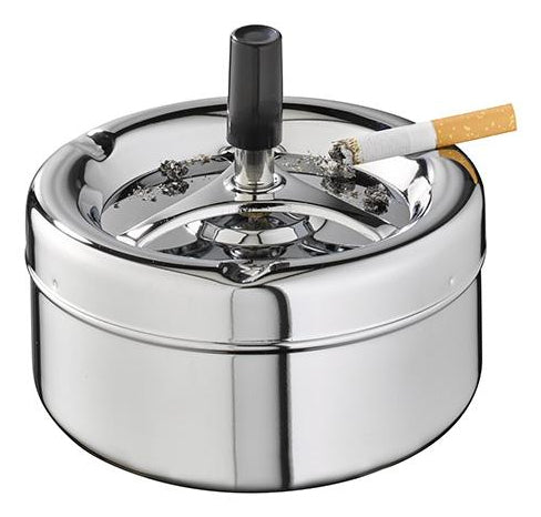 APS-Germany APS Drehaschenbecher PUSH – Ø 13 × 12 cm – Stahl, silber