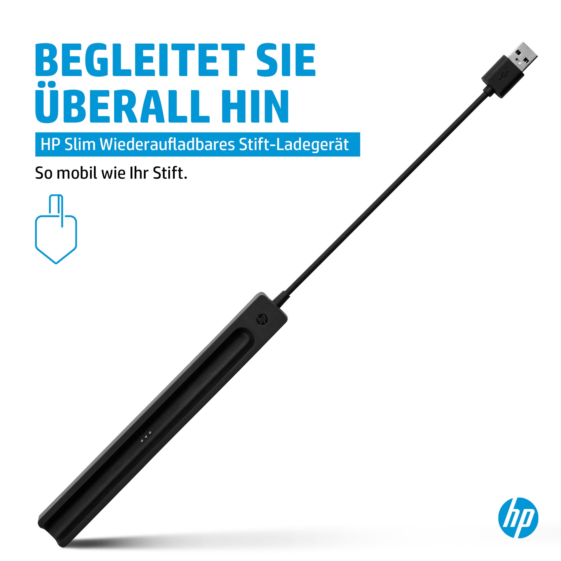 HP Eingabestift für HP Slim Pen – Wiederaufladbar – Schwarz