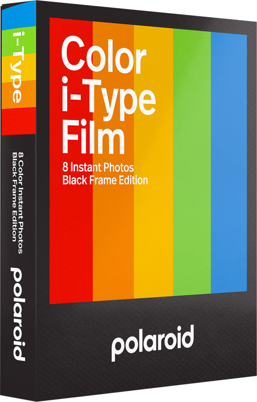 Polaroid Colorfilm i-Type – Farbe, Bild 79 × 79 mm, ISO 640 – für Polaroid i-Type – Schwarzer Rahmen – 8er-Pack