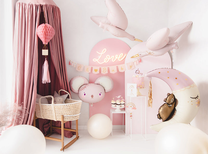 PartyDeco Folienballon Teddybär auf dem Mond – mehrfarbig – 71 × 86 cm – Folie – 1 Stk