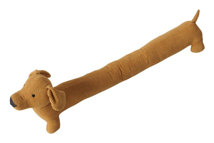 Boltze Zugluftstopper Kalle – 84 × 14,5 × 24,5 cm – Polyester & Sand & Baumwolle, braun