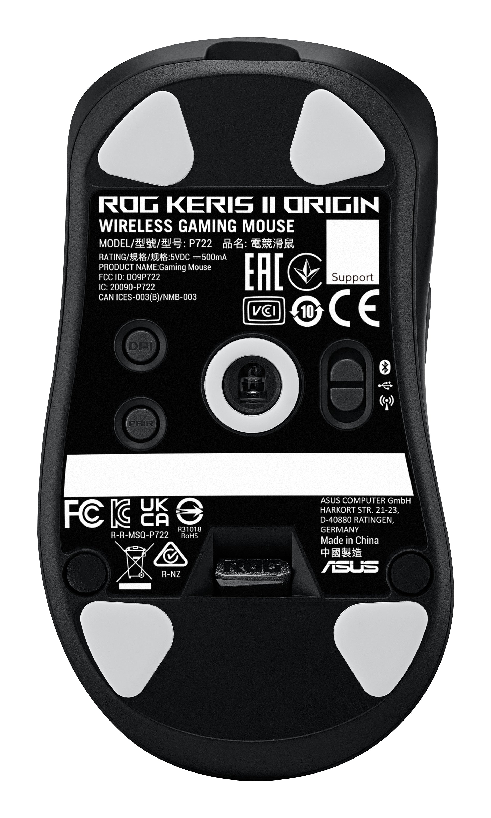 ASUS ROG Keris II ORIGIN/BLK Gaming-Maus – kabellos, USB-A, 42'000 dpi, 6 Tasten