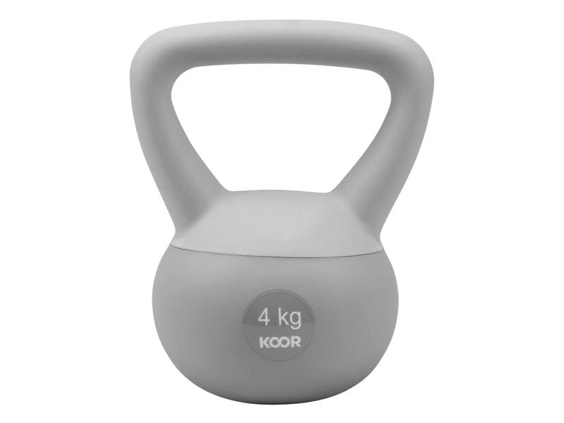 KOOR Paalla Soft – Kettlebell F00941, 4 kg, 19,5 × 15 × 25 cm – Grau, Sand/PVC