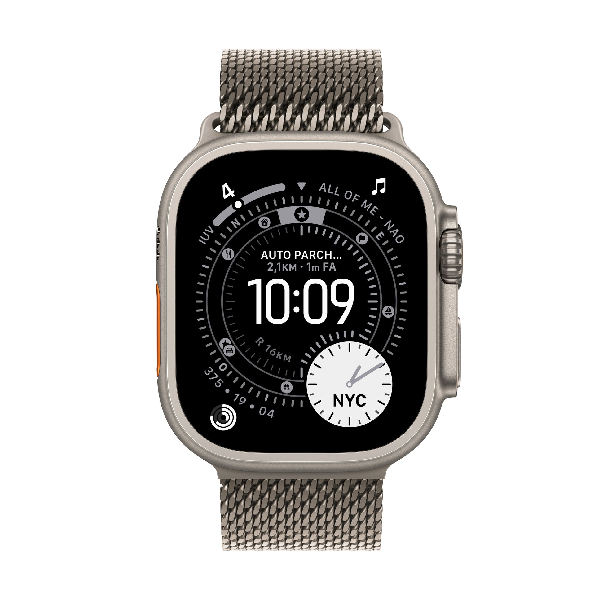 Apple Watch Ultra 3 49 mm GPS + Cellular – Titan, Milanese Loop, Natur, L, 100 m, für iPhone