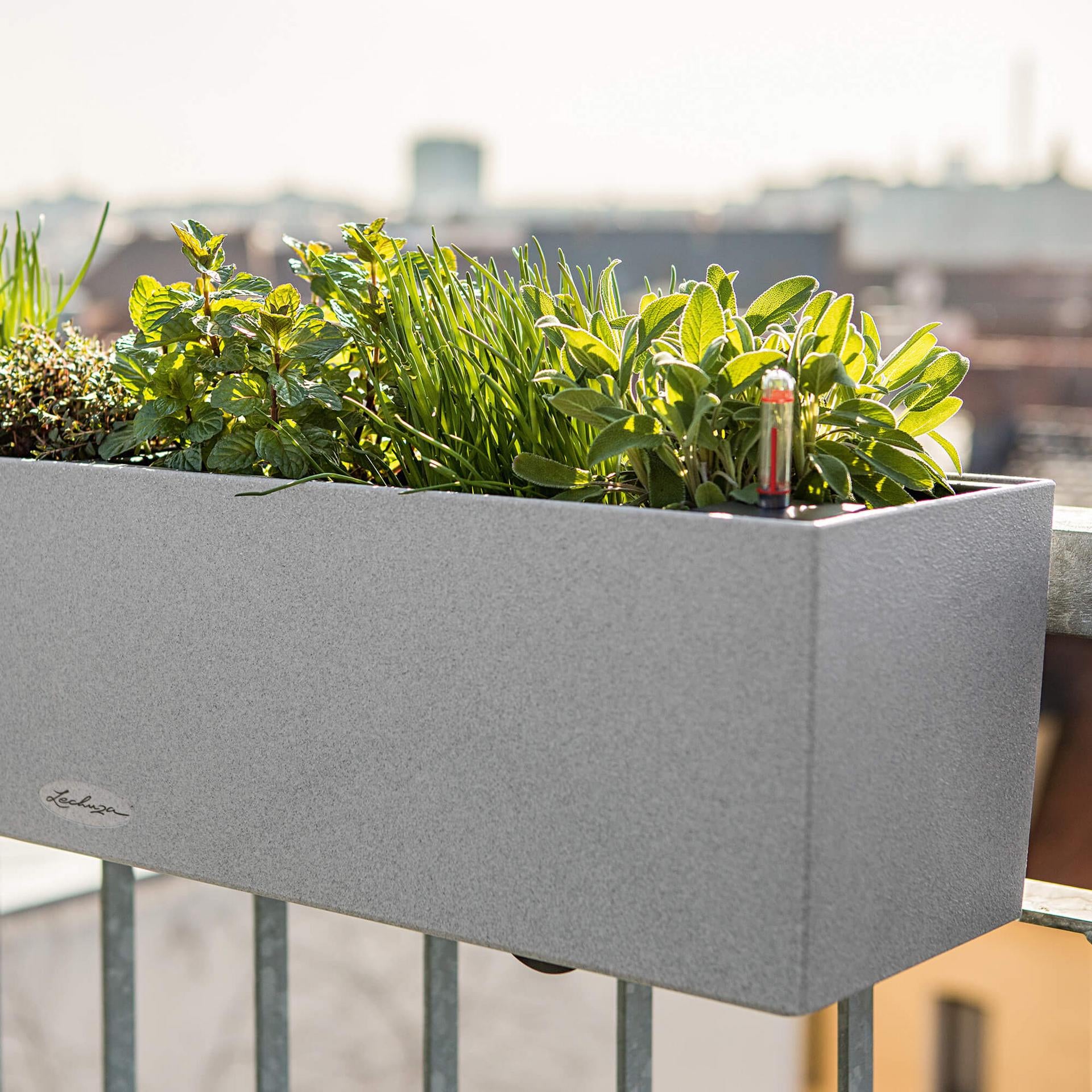 LECHUZA BALCONERA Stone 40 Pflanzgefäss – 6 l, 40 × 19 × 19 cm – Kunststoff, beige