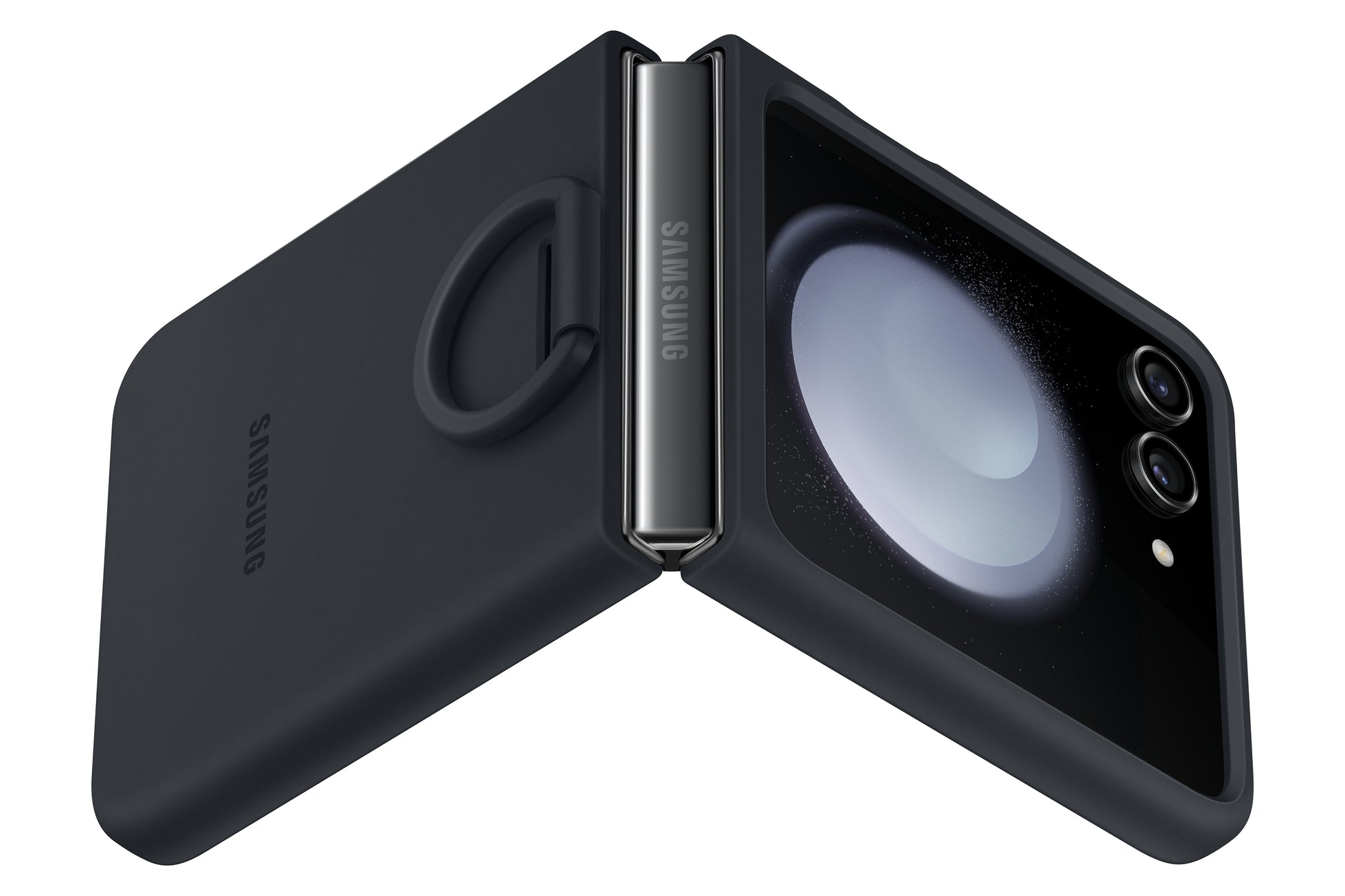 Samsung Backcover – für Samsung Galaxy Z Flip5, Silikon, Schwarz, mit Ring