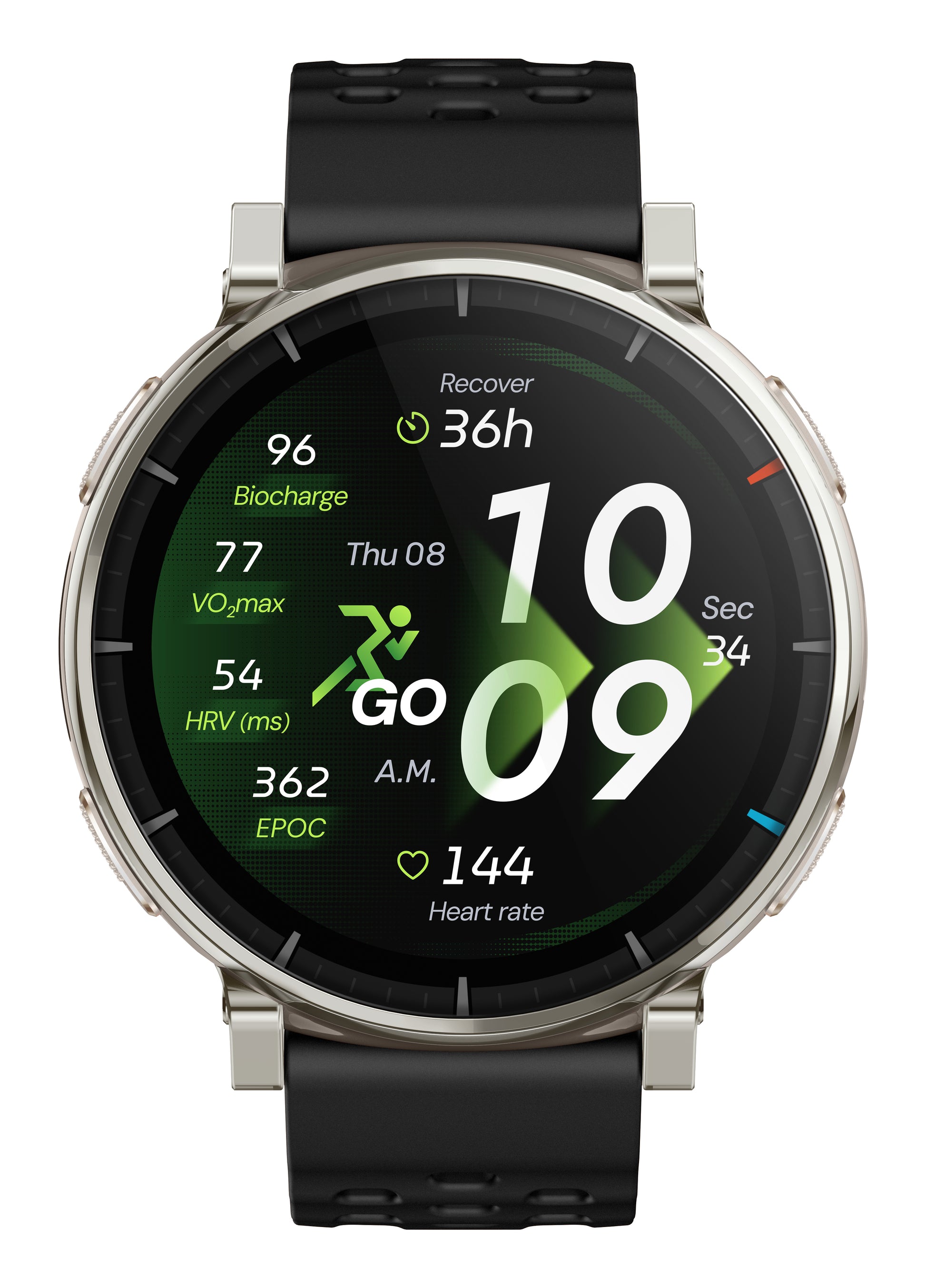 Amazfit Active 3 45 mm GPS – Aluminium Silber, Sportband, Schwarz, 50 m, für Android, iPhone