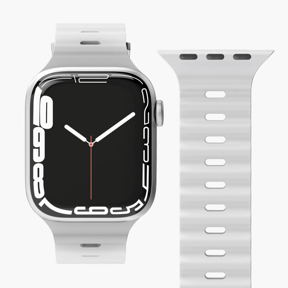 Vonmählen Wave Band 2 – Armband – für Apple Watch (diverse Grössen), Hellgrau, Elastomer (TPR)