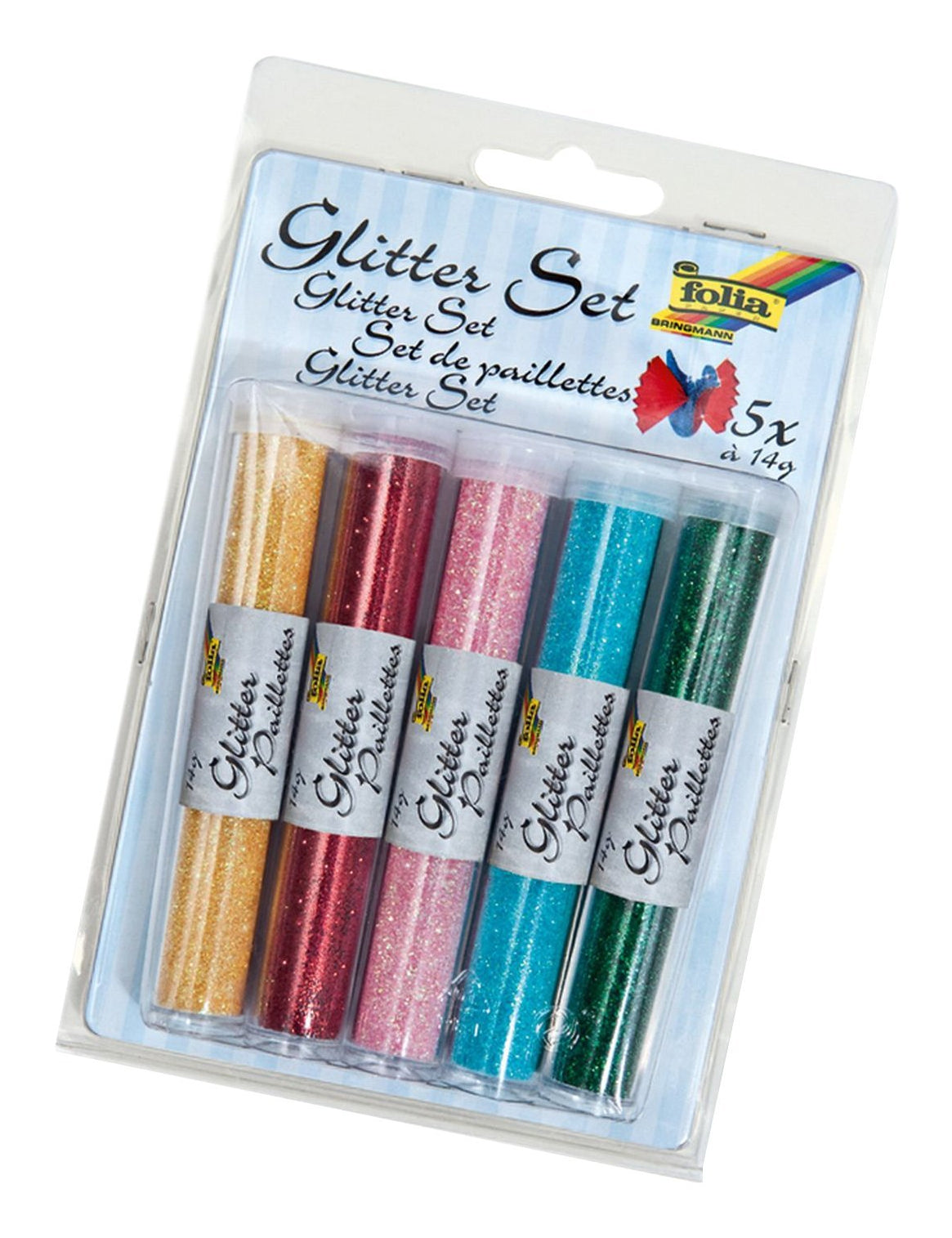 Folia Glitter-Mix – 5 Tuben à 14 g – PET
