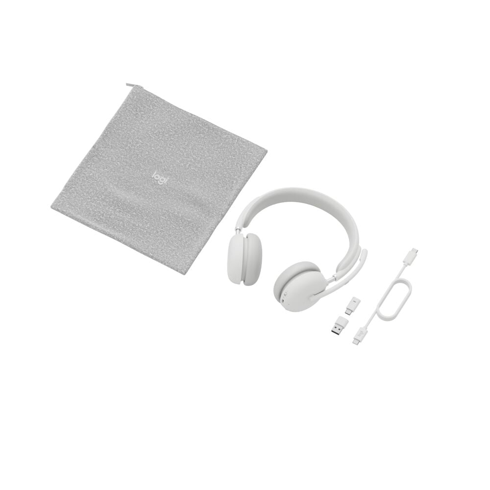 Logitech Zone Wireless 2 UC – Duo Headset – Bluetooth, 2,4 GHz – für Microsoft Teams – off-white