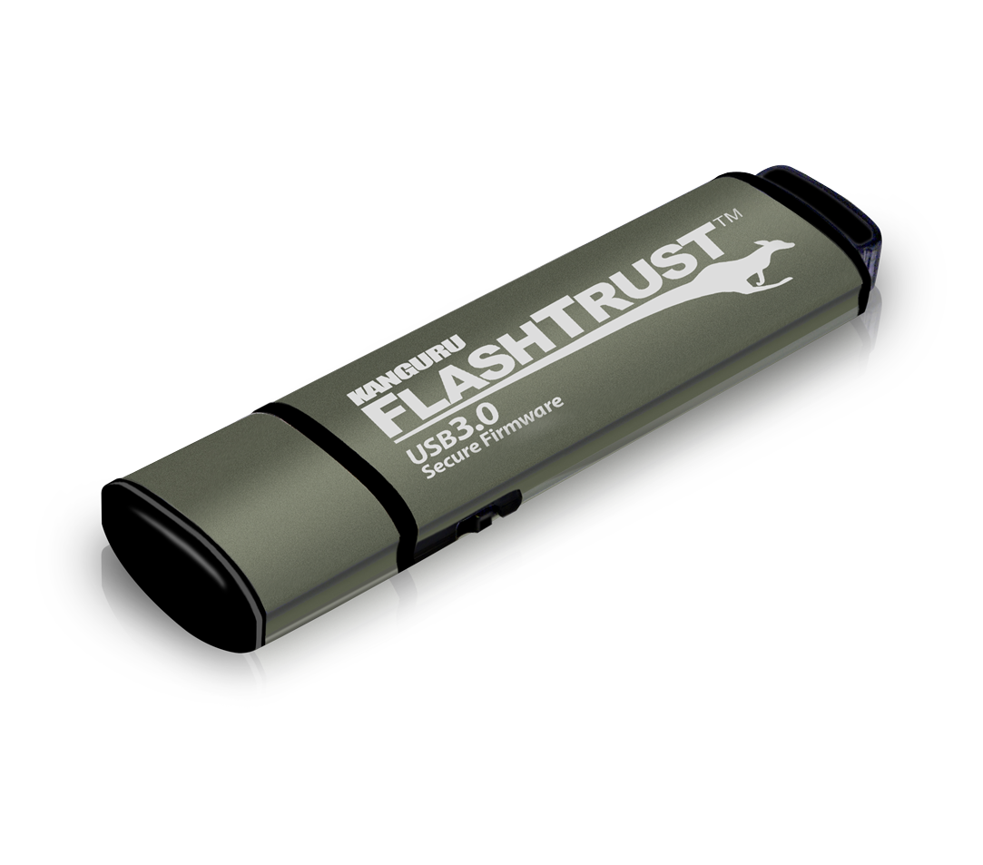 iStorage Kanguru FlashTrust 64GB – Kappe, USB-A 3.2 Gen1, für Windows, MacOS, Linux