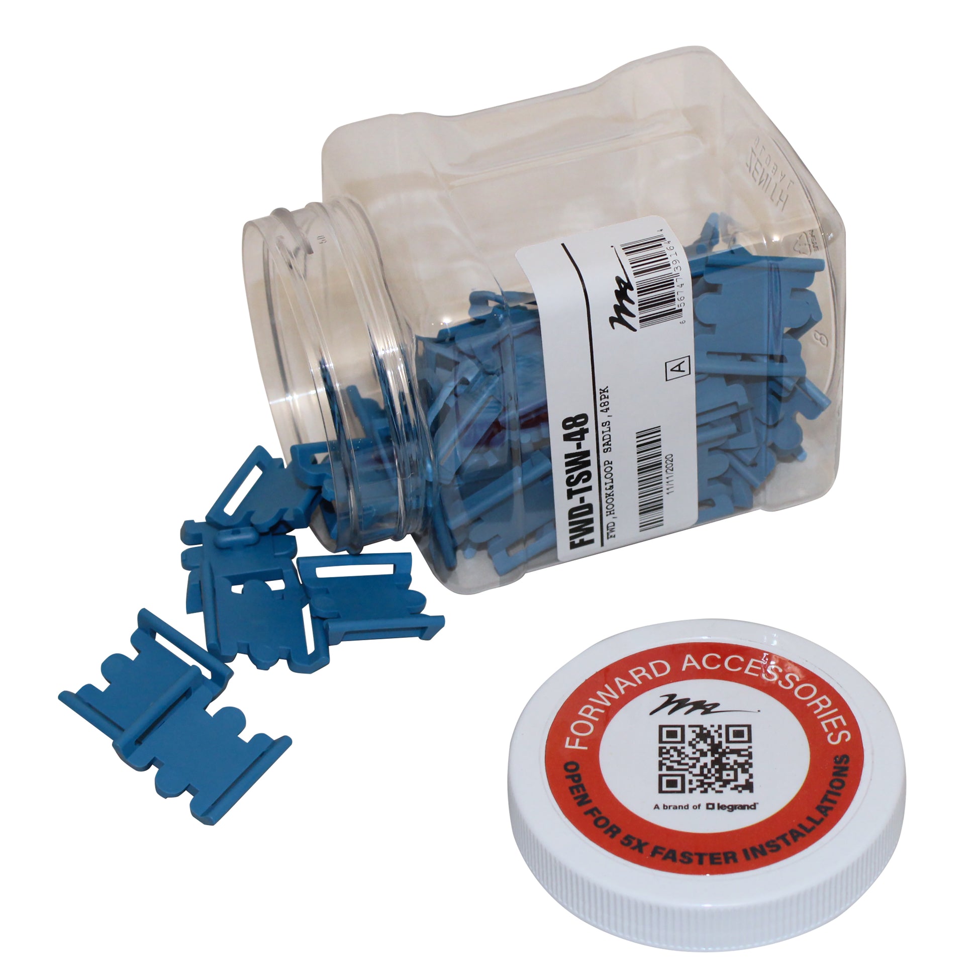 Middle Atlantic Klettkabelbinder, 67 mm, 48er-Pack, Nylon – Blau