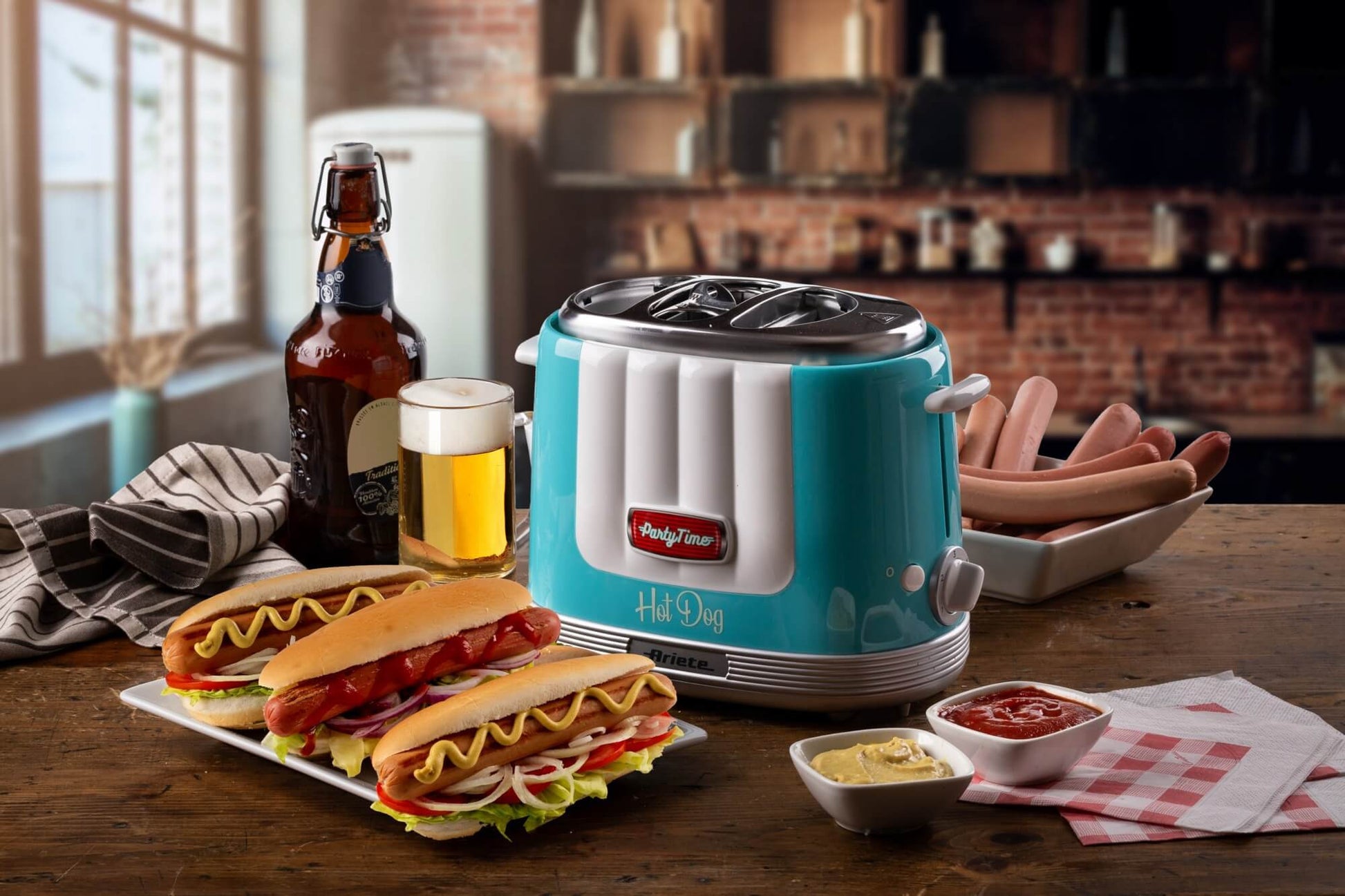 Ariete Hot Dog-Toaster ARI-206-BL – 650 W, 2 Hot Dogs, 5 Stufen – Hellblau